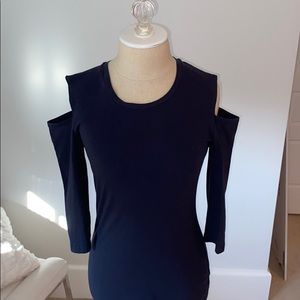 French connection long sleeve cutout navy dress